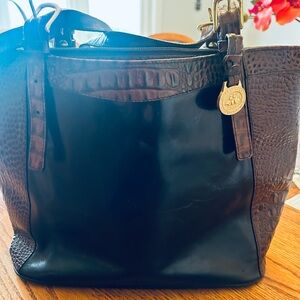 Brahmin Black and Brown Leather Tote Bag